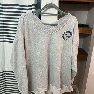 Aerie Gray V-Neck Sweatshirt with Logo